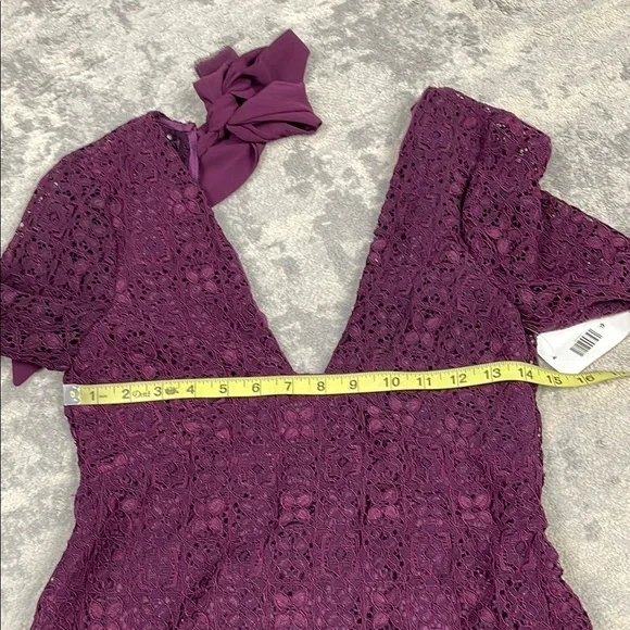 Free People Honey Honey Lace Long Sleeve Mini Dress Burgundy Purple Defect 2 - Picture 5 of 14